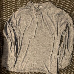 Soft-Washed Long-Sleeve Henley Men’s T-Shirt Gray Size XL
